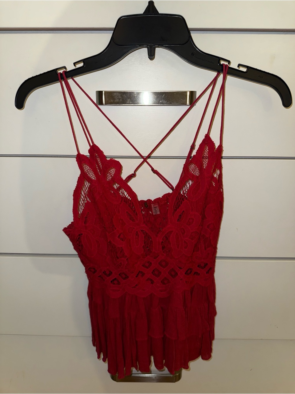 Free People Crimson Lace Fringe Tank